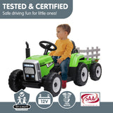 Kahuna MX-611 Kids Electric Ride On Tractor Trailer Car Green Grey
