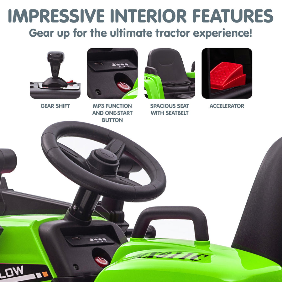 Kahuna MX-611C Kids Electric Ride On Car Tractor Digger Loader Grey