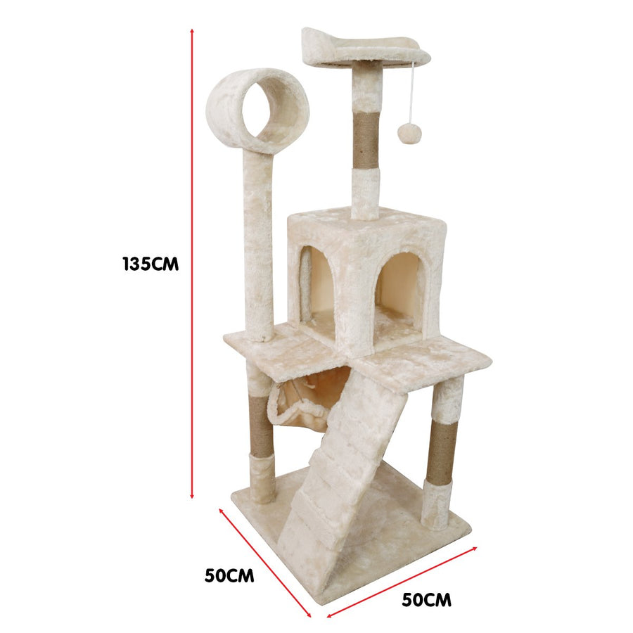 Furtastic 135cm Cat Tree Scratching Post - Beige, image 8