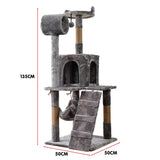Furtastic 135cm Cat Tree Scratching Post - Silver Grey - Low Angle