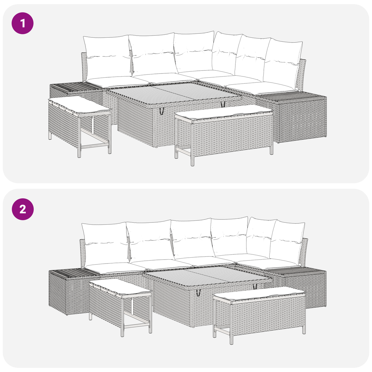 Garden Sofa Set 8 pcs Black Poly Rattan and Powder-coated Steel