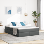Storage Bed with Mattress Dark Grey 152 x 203 cm Polyester