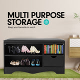 Shoe Rack Cabinet Organiser Black Cushion - 80 x 30 x 45 - Black - Side View