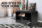Shoe Rack Cabinet Organiser Black Cushion - 80 x 30 x 45 - Black