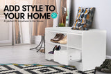 Shoe Rack Cabinet Organiser White Cushion - 80 x 30 x 45cm - White - Side View