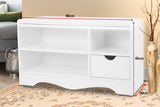 Shoe Rack Cabinet Organiser White Cushion - 80 x 30 x 45cm - White - Top-Down View