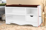 Shoe Rack Cabinet Organiser Brown Cushion - 80 x 30 x 45 - White - Side View