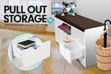 Shoe Rack Cabinet Organiser Brown Cushion - 80 x 30 x 45 - White - Top-Down View