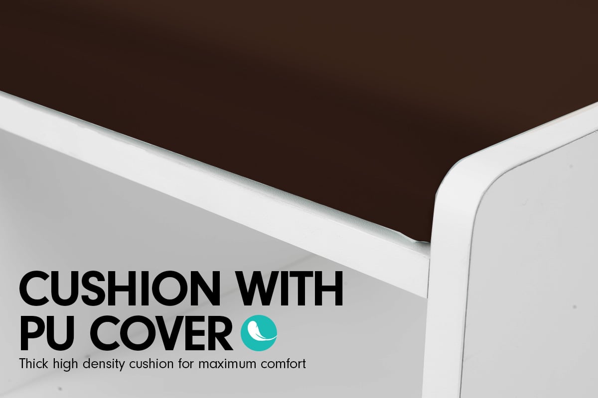 Shoe Rack Cabinet Organiser Brown Cushion - 80 x 30 x 45 - White