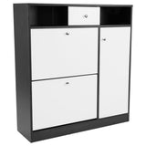 Sarantino Shoe Rack Cabinet Wooden Storage Organiser Shelf Cupboard Drawer - Low Angle