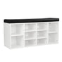 Shoe Rack Cabinet Organiser Black Cushion - 104 x 30 x 48 - White