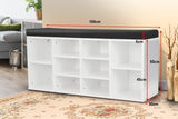 Shoe Rack Cabinet Organiser Black Cushion - 104 x 30 x 48 - White