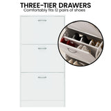 Sarantino Mavis Shoe Cabinet in White - Close-Up Angle