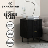 Sarantino Evelyn Bedside Table with 3 Drawers - Black - Extra Image