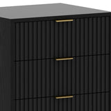 Sarantino Evelyn Bedside Table with 3 Drawers - Black - Top-Down View