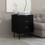 Sarantino Evelyn Bedside Table with 3 Drawers - Black - Extra Image