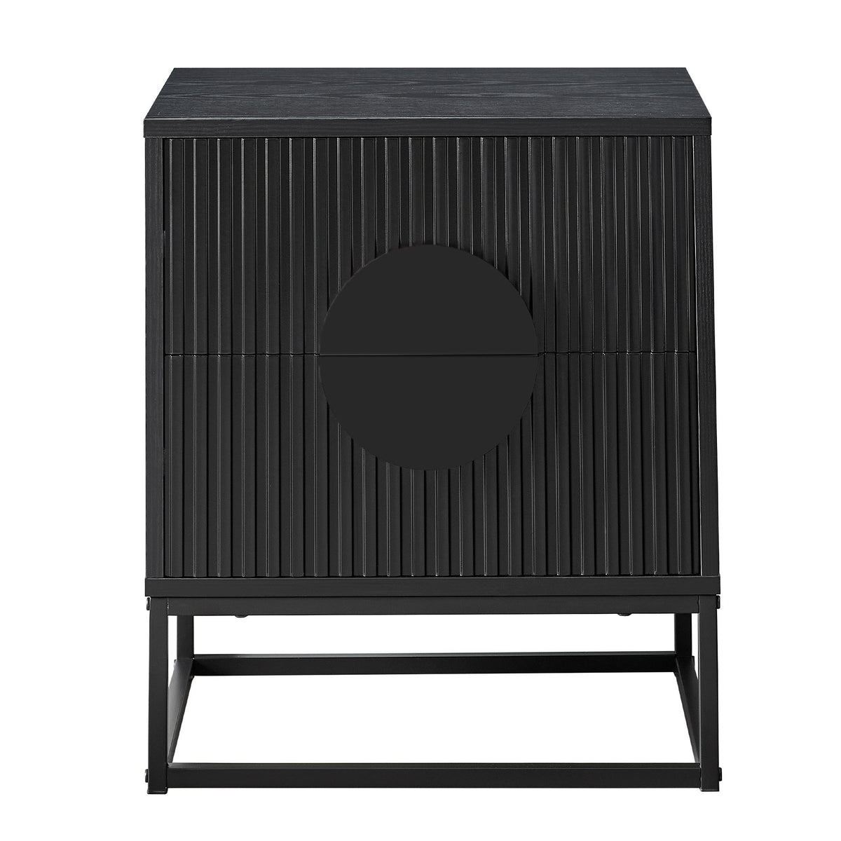 Sarantino Silvia Bedside Table with 2 Drawers and Black Handles