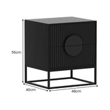 Sarantino Silvia Bedside Table with 2 Drawers and Black Handles - Top-Down View