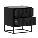 Sarantino Silvia Bedside Table with 2 Drawers and Black Handles - 45-Degree Angle