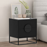 Sarantino Silvia Bedside Table with 2 Drawers and Black Handles - Extra Image