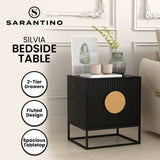 Sarantino Silvia Bedside Table with 2 Drawers - Black - Extra Image
