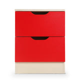 Bedside Table with Drawers MDF Cabinet Storage 51 x 40cm - White Red - Front View