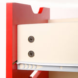 Bedside Table with Drawers MDF Cabinet Storage 51 x 40cm - White Red - Top-Down View