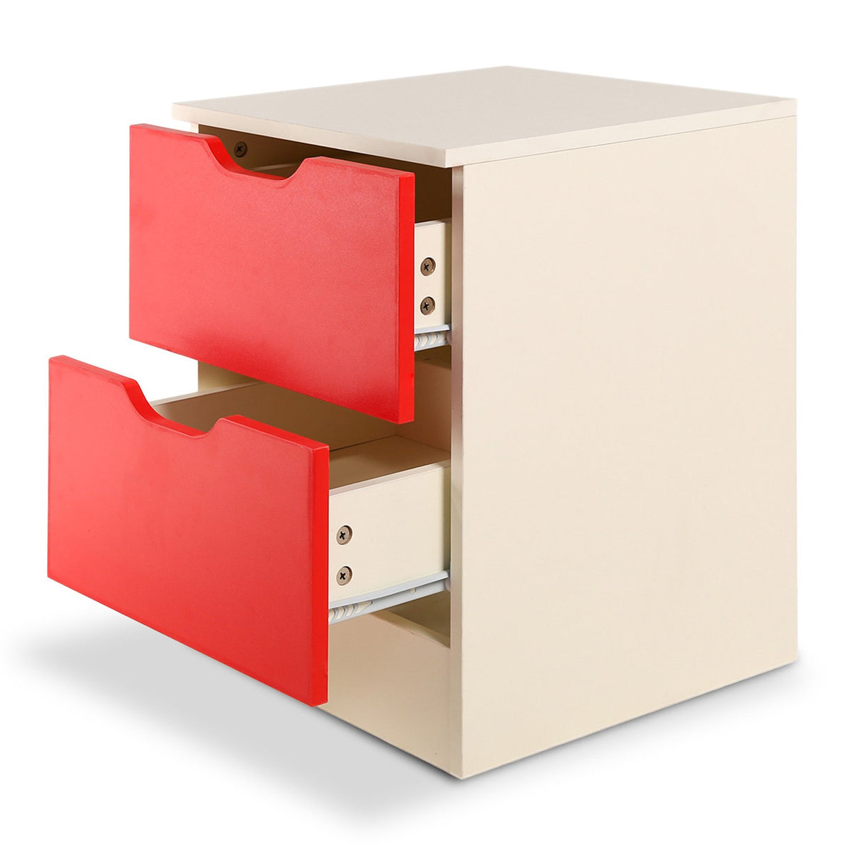 Bedside Table with Drawers MDF Cabinet Storage 51 x 40cm - White Red