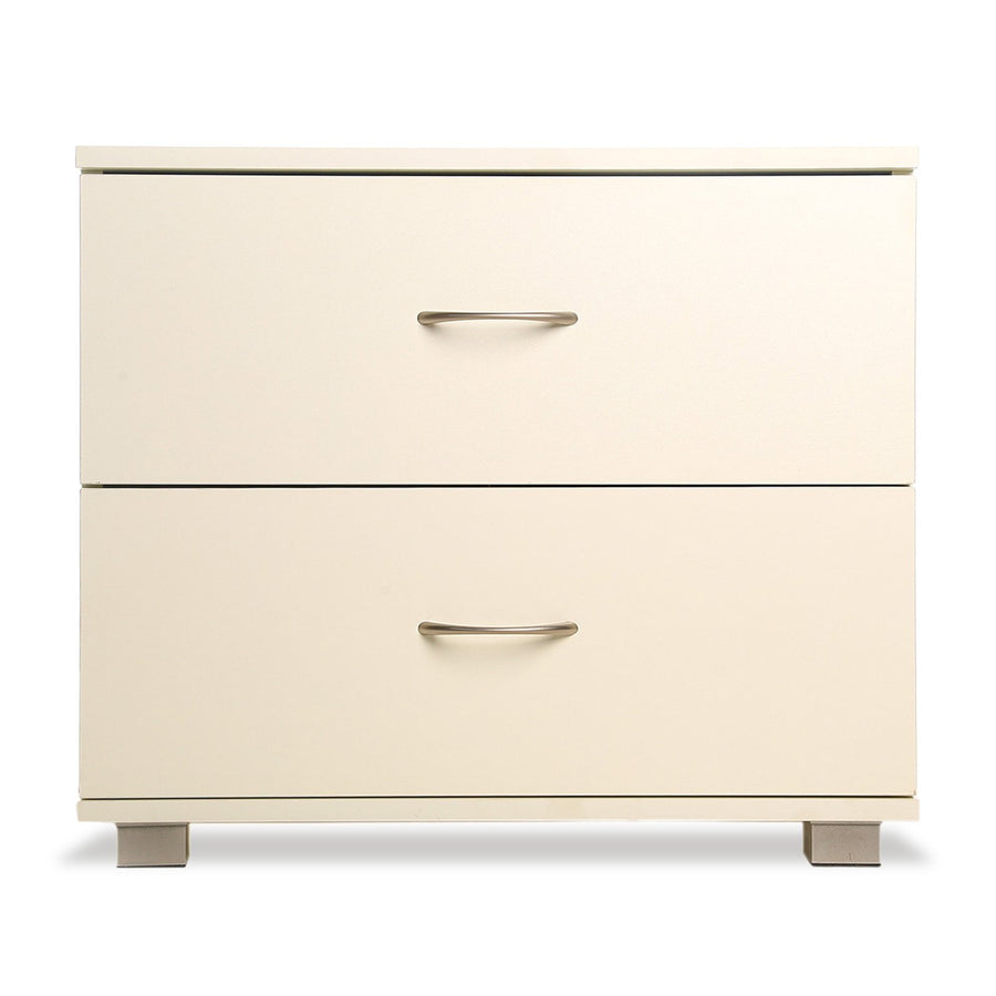 Bedside Table with Drawers MDF Cabinet Storage - White