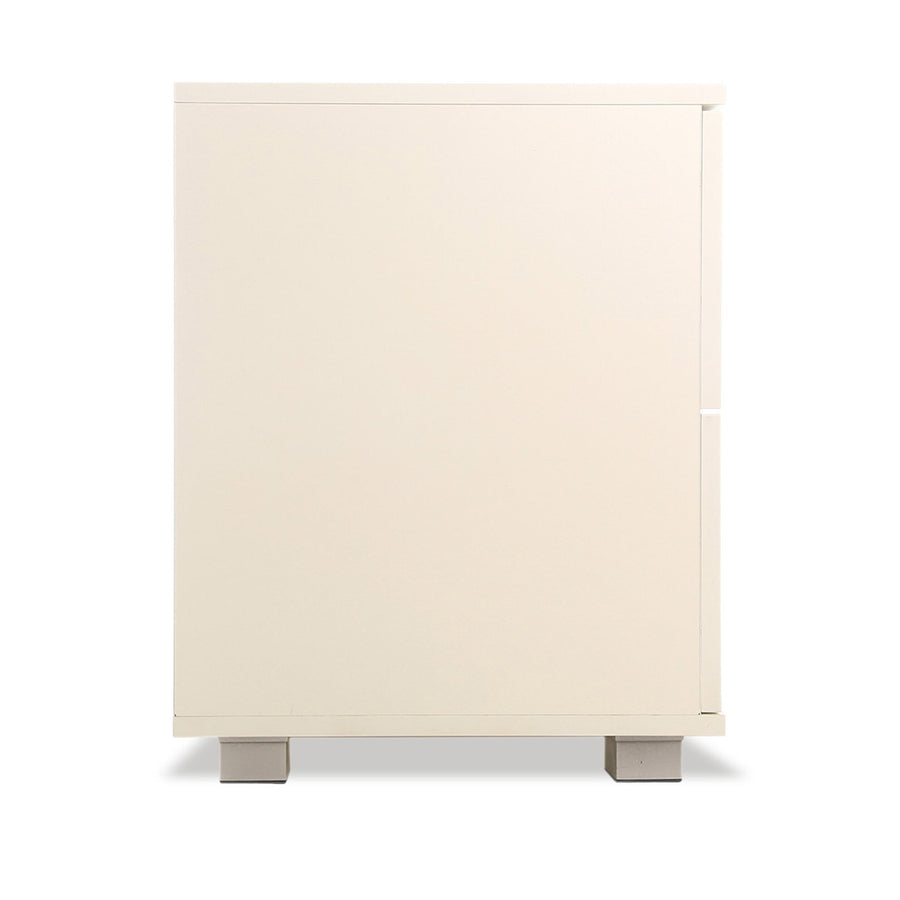 Bedside Table with Drawers MDF Cabinet Storage - White