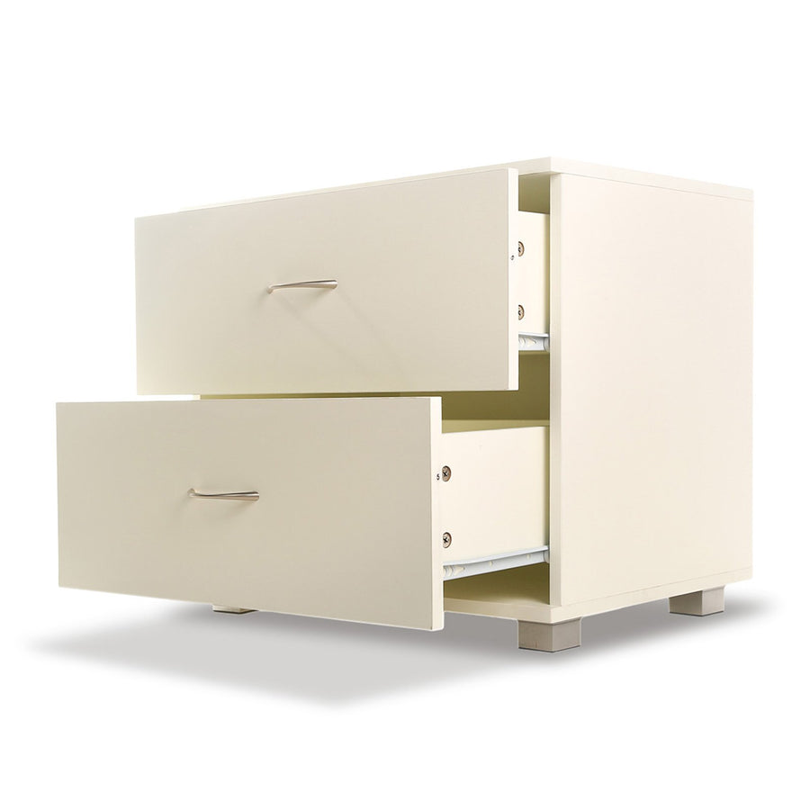 Bedside Table with Drawers MDF Cabinet Storage - White