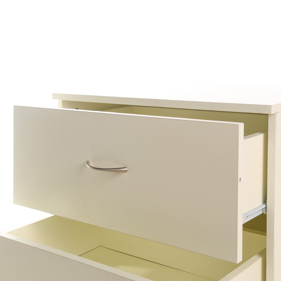 Bedside Table with Drawers MDF Cabinet Storage - White