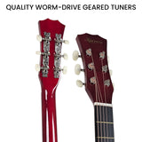 38in Karrera Acoustic Guitar Steel Strings Carry Bag Shoulder Strap Sun Burst - Low Angle