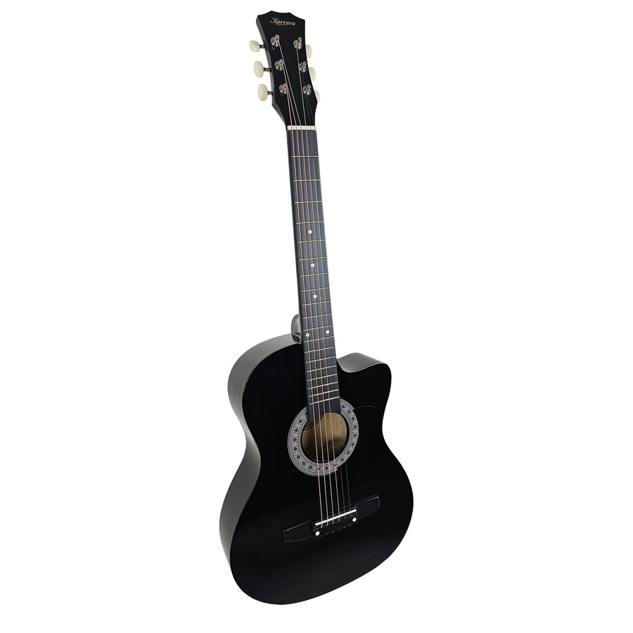 Karrera 38in Cutaway Acoustic Guitar with Carry Bag - Black