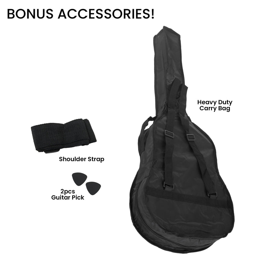 Karrera 38in Cutaway Acoustic Guitar with Carry Bag - Black
