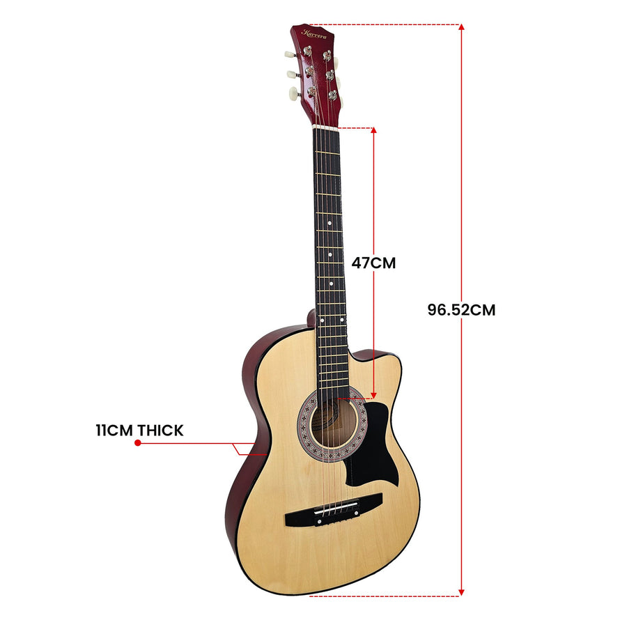 Karrera 38in Cutaway Acoustic Guitar with Carry Bag - Natural