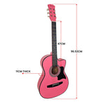 Karrera 38in Cutaway Acoustic Guitar with Carry Bag - Pink