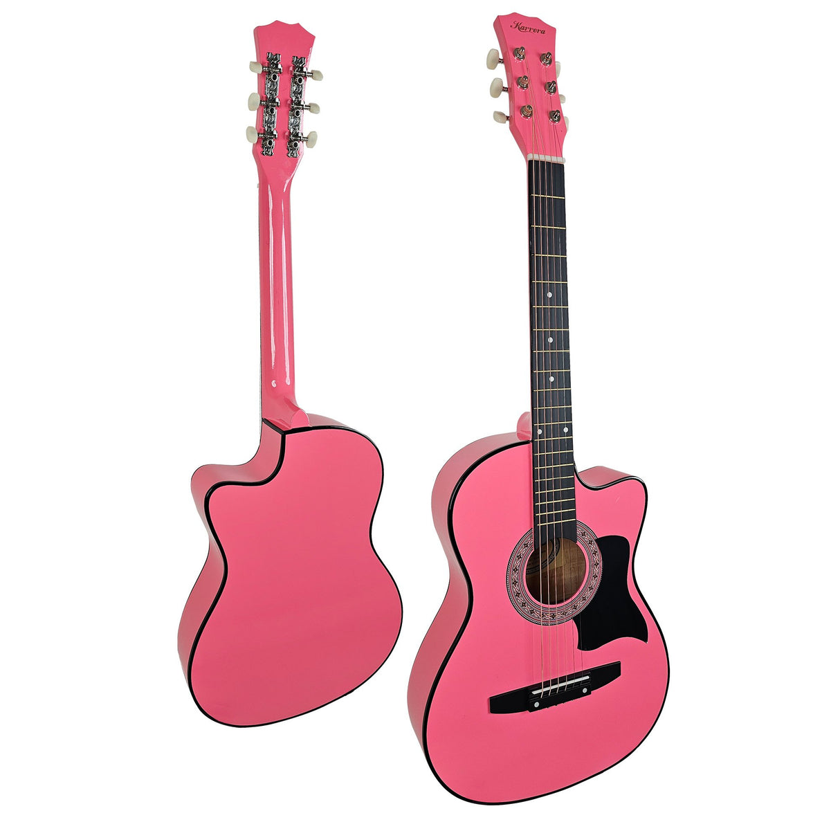 Karrera 38in Cutaway Acoustic Guitar with Carry Bag - Pink