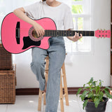 Karrera 38in Cutaway Acoustic Guitar with Carry Bag - Pink