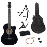 Karrera 38in Pro Cutaway Acoustic Guitar with Carry Bag - Black - Extra Image
