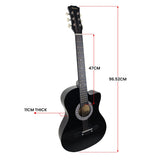 Karrera 38in Pro Cutaway Acoustic Guitar with Carry Bag - Black - Extra Image