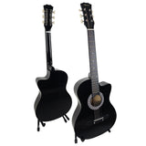 Karrera 38in Pro Cutaway Acoustic Guitar with Carry Bag - Black - Extra Image