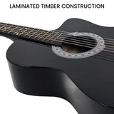 Karrera 38in Pro Cutaway Acoustic Guitar with Carry Bag - Black - Extra Image