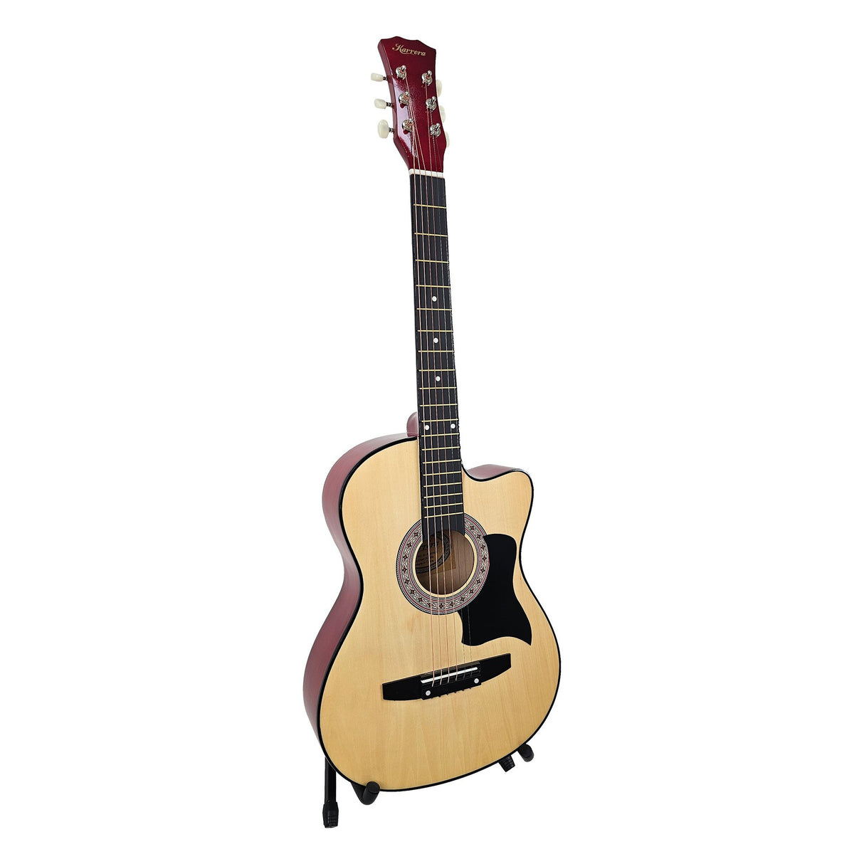 Karrera 38in Pro Cutaway Acoustic Guitar with Carry Bag - Natural