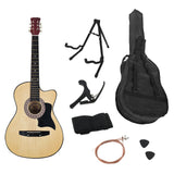 Karrera 38in Pro Cutaway Acoustic Guitar with Carry Bag - Natural - Top-Down View