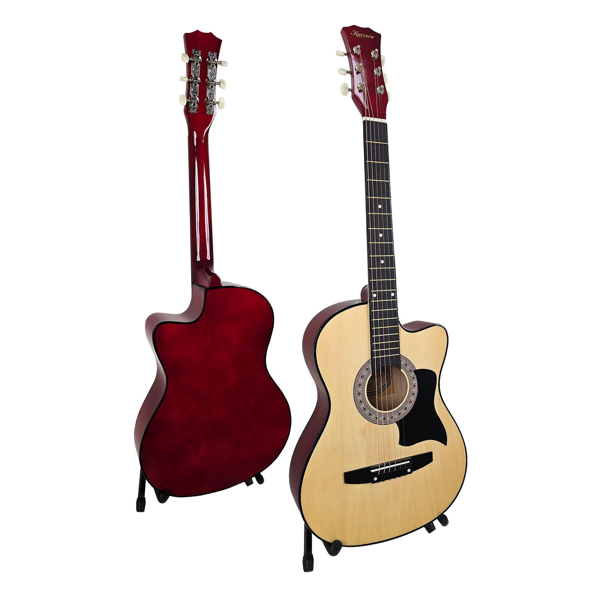 Karrera 38in Pro Cutaway Acoustic Guitar with Carry Bag - Natural