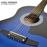 Karrera 38in Cutaway Acoustic Guitar with Carry Bag - Blue Burst