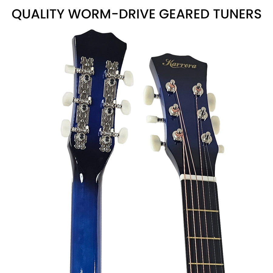 Karrera 38in Cutaway Acoustic Guitar with Carry Bag - Blue Burst