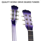 Karrera 38in Cutaway Acoustic Guitar with Carry Bag - Purple Burst