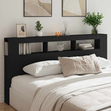LED Headboard Black 200 cm Engineered Wood - Front View